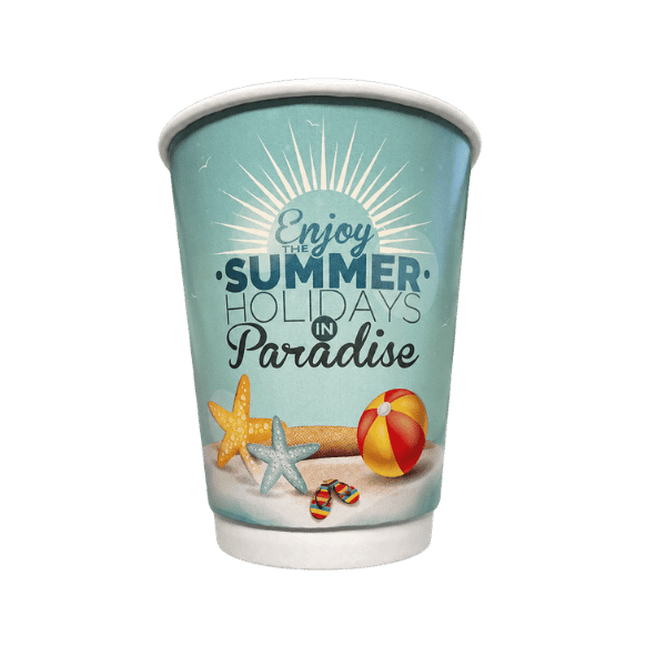 Pappbecher Sommer (25x360ml) Blau Doppelwandig - Araxxon